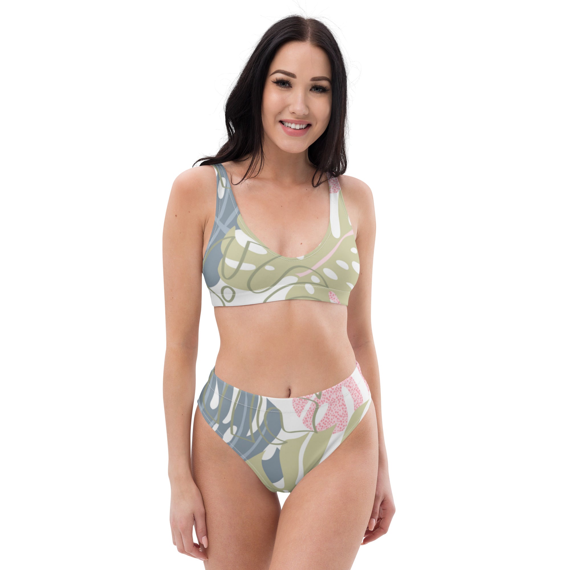 High-Waisted Leaf Bikini Set