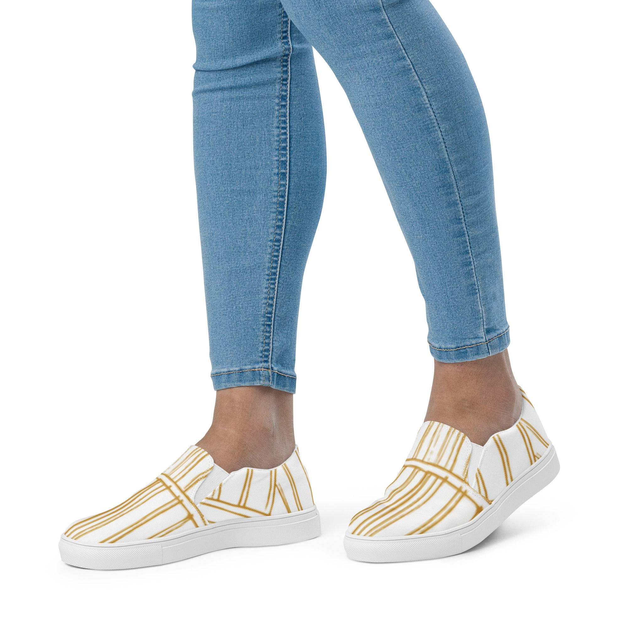 White and Gold slip-on shoes